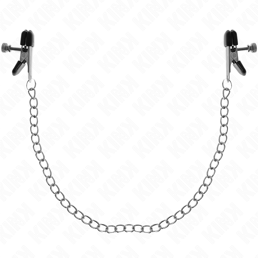 KINK - PLATTE KETTING NIPPELKLEMMEN ZILVER 34 CM