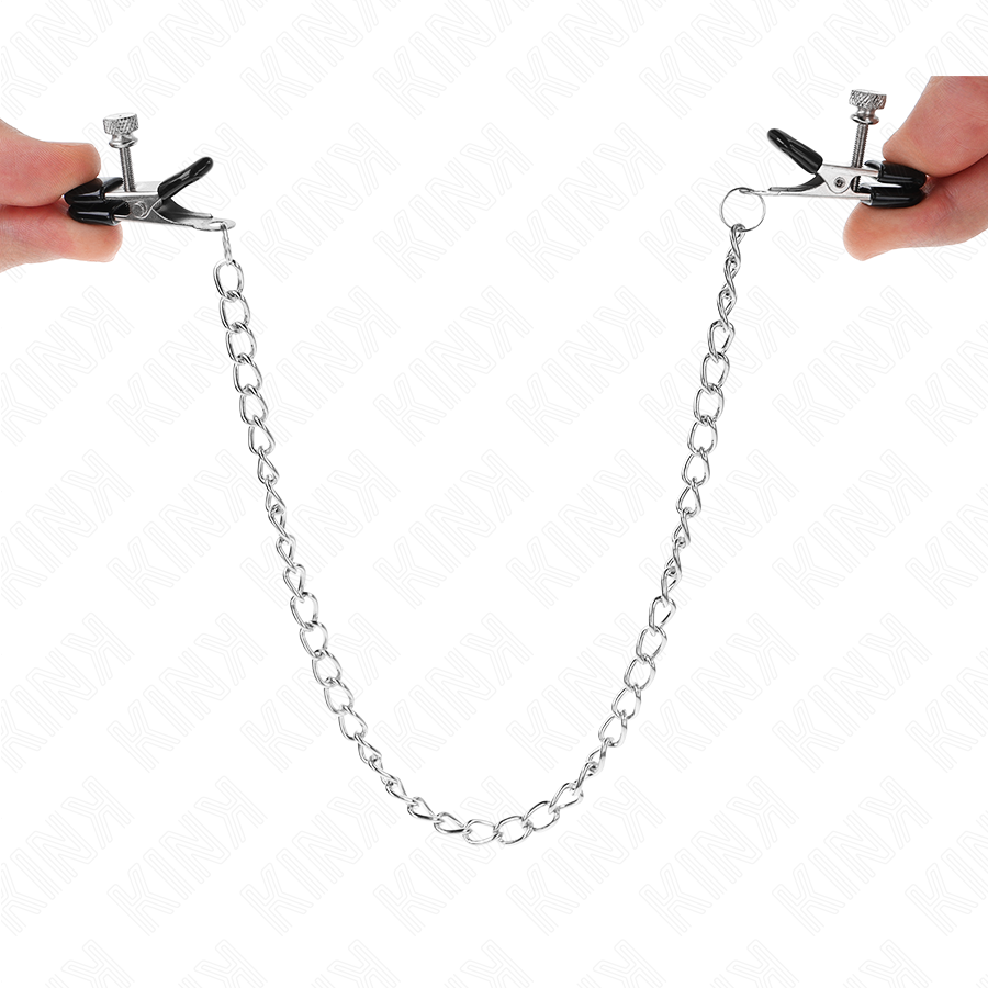 KINK - PLATTE KETTING NIPPELKLEMMEN ZILVER 34 CM