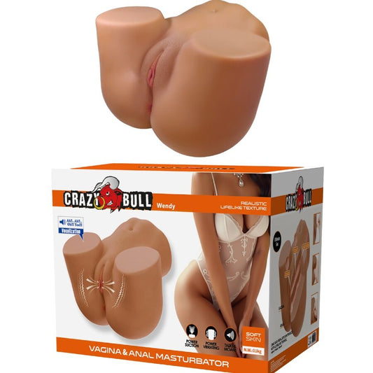 CRAZY BULL - WENDY REALISTISCHE VROUWELIJKE BIL VIBRATOR EN ZUIGNAP MET GELUID 11 KG