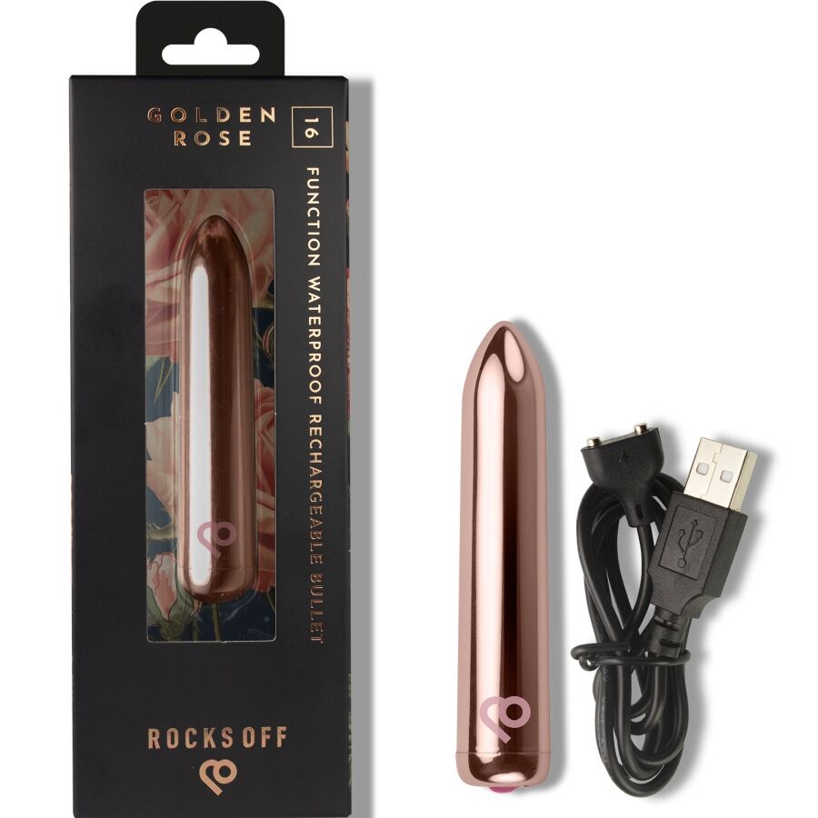 ROCKS-OFF - OPLAADBARE VIBRERENDE KOGEL GOUDEN ROOS
