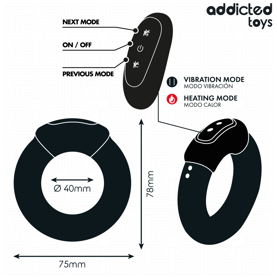 ADDICTED TOYS - VERWARMENDE EFFECT TRILLENDE PIEMELRING AFSTANDSBEDIENING