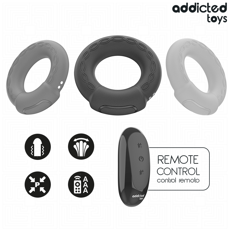 ADDICTED TOYS - VERWARMENDE EFFECT TRILLENDE PIEMELRING AFSTANDSBEDIENING