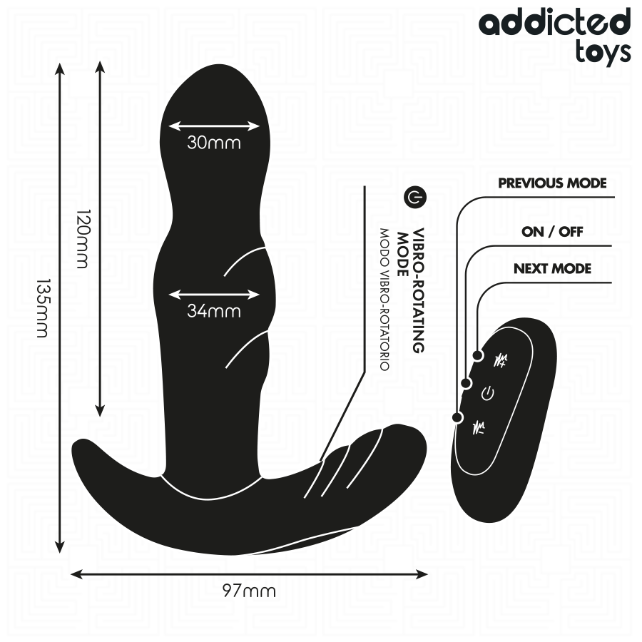 ADDICTED TOYS - ROTERENDE TRILLENDE ANAALPLUG AFSTANDSBEDIENING
