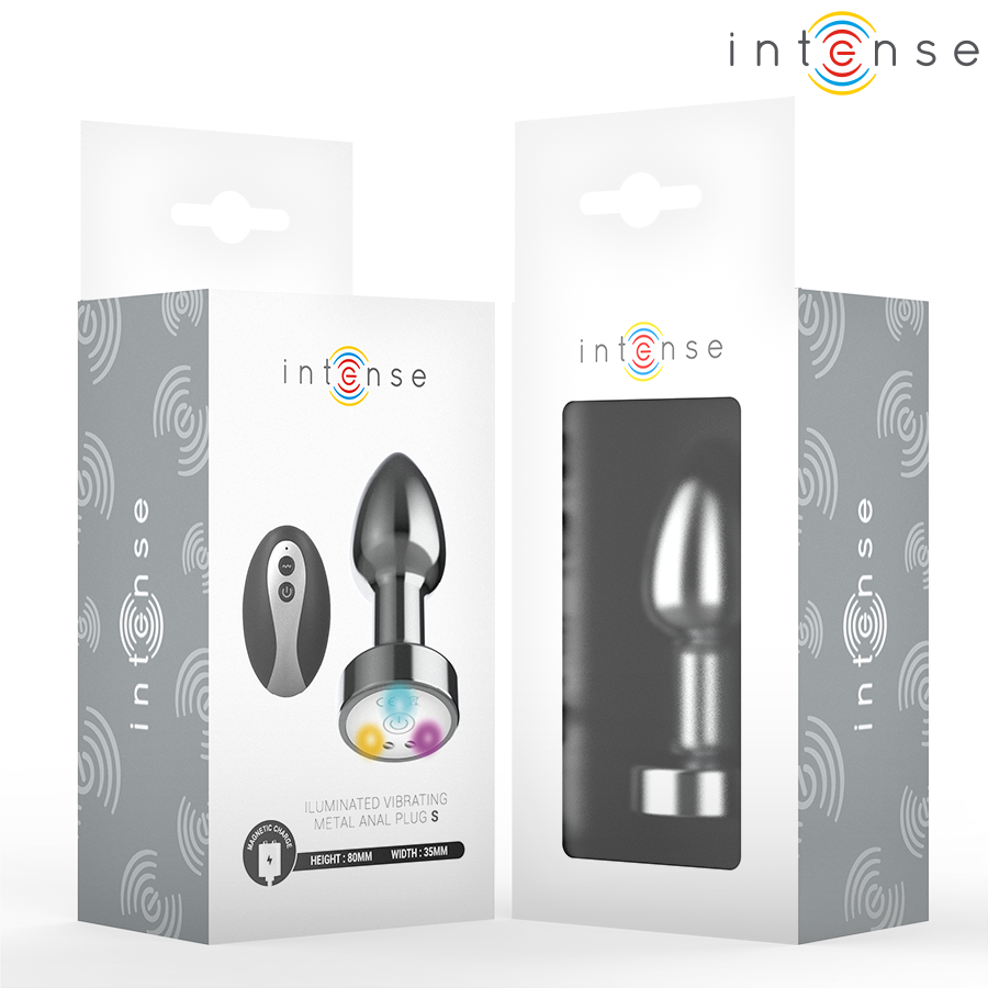 INTENSE - TRILLENDE METALEN ANALE PLUG MET LED-VERLICHTING EN AFSTANDSBEDIENING - MAAT S