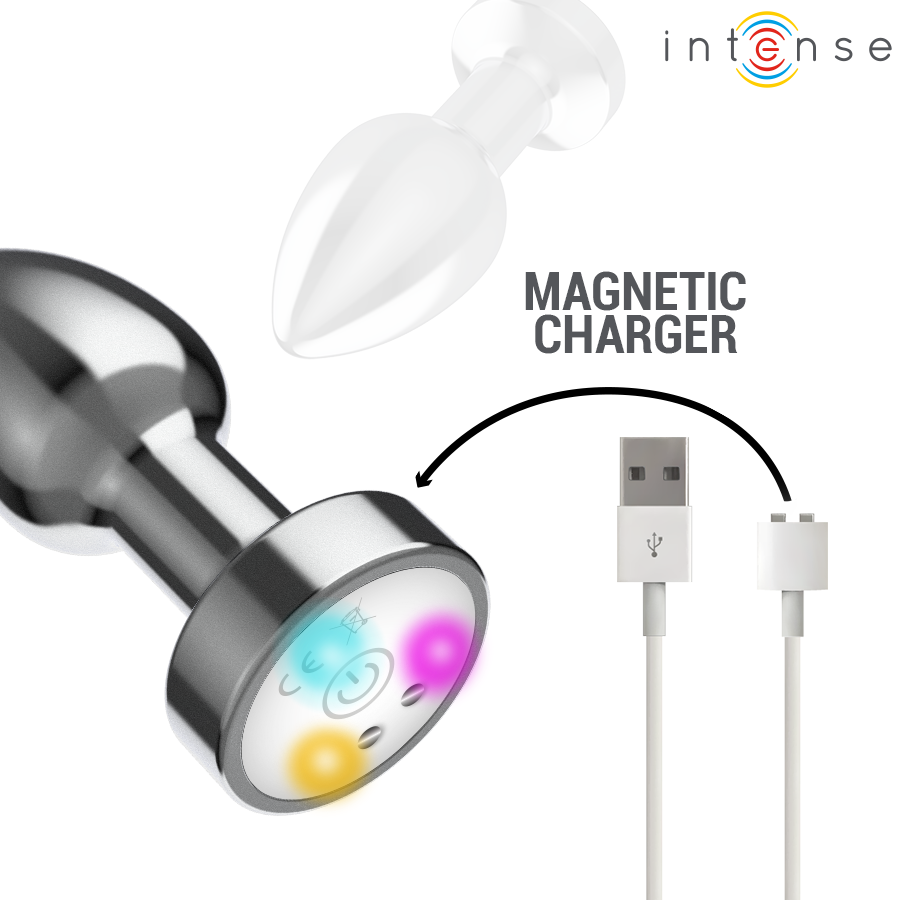 INTENSE - TRILLENDE METALEN ANALE PLUG MET LED-VERLICHTING EN AFSTANDSBEDIENING - MAAT M