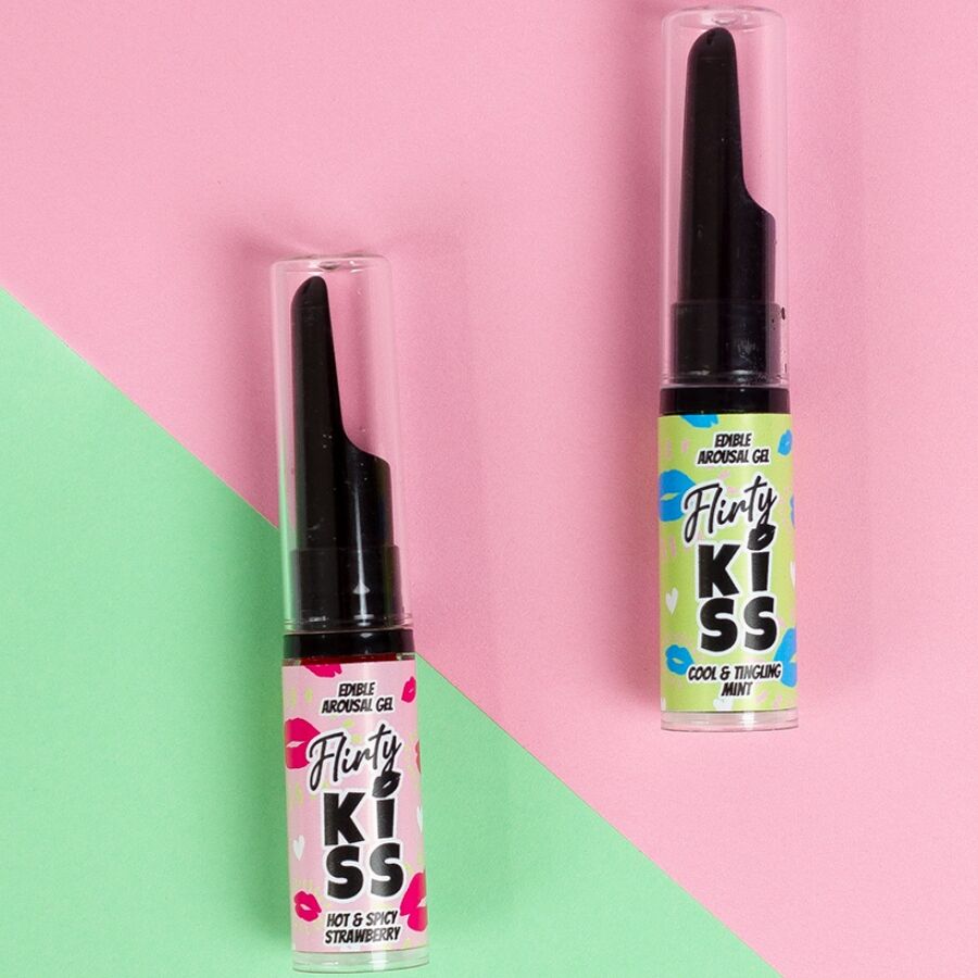 SECRETPLAY - FLIRTY KUSGELS MET ORALE SEKS EFFECTEN AARDBEI & MUNT 2 x 8 GR
