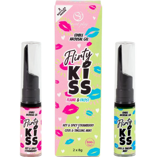 SECRETPLAY - FLIRTY KUSGELS MET ORALE SEKS EFFECTEN AARDBEI & MUNT 2 x 8 GR
