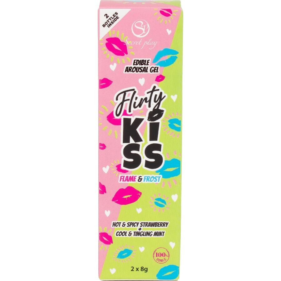 SECRETPLAY - FLIRTY KUSGELS MET ORALE SEKS EFFECTEN AARDBEI & MUNT 2 x 8 GR