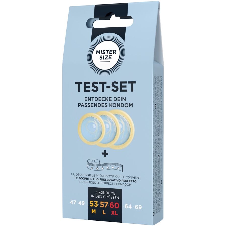 MISTER SIZE - TESTSET 3 CONDOMS IN VERSCHILLENDE MATEN + MEETLINT