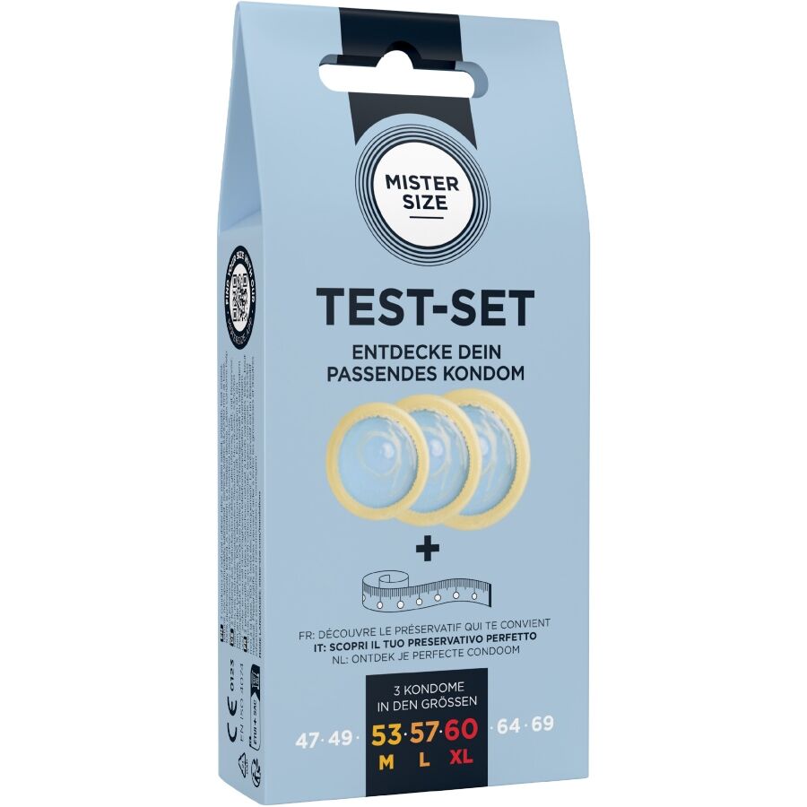 MISTER SIZE - TESTSET 3 CONDOMS IN VERSCHILLENDE MATEN + MEETLINT