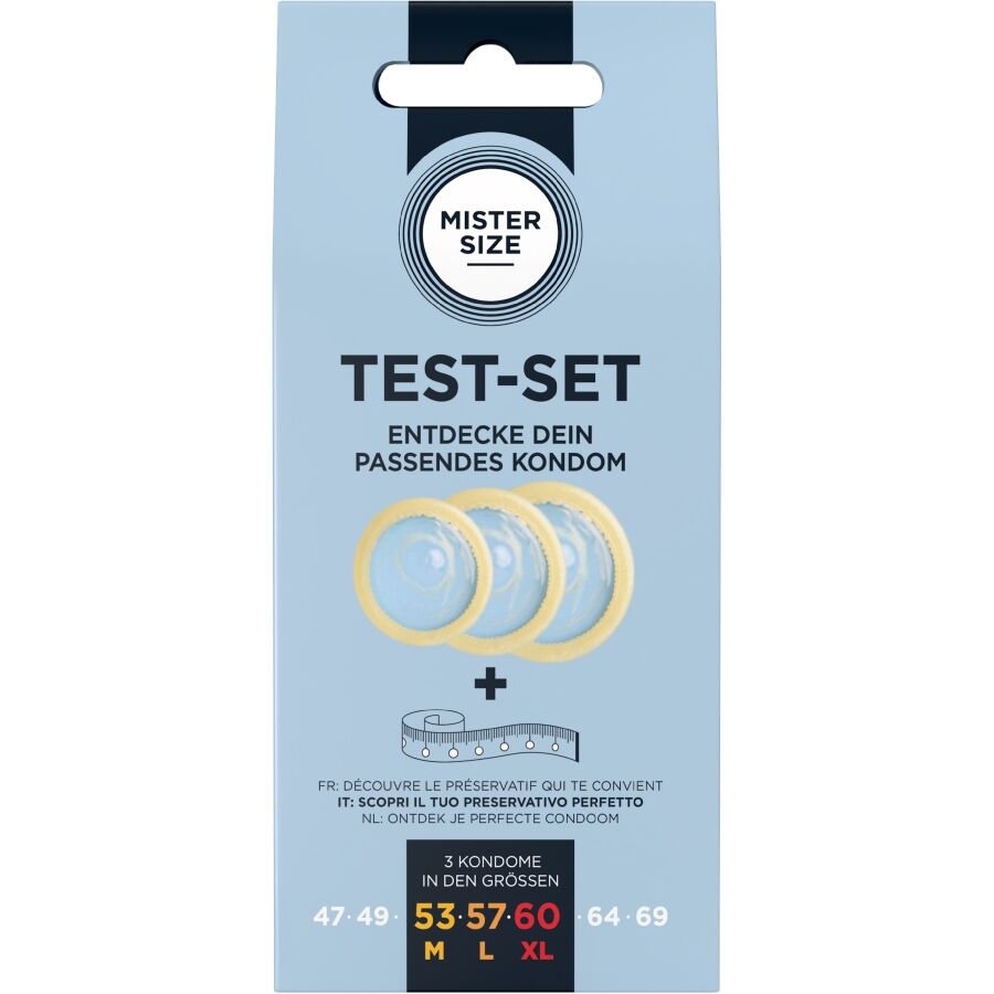 MISTER SIZE - TESTSET 3 CONDOMS IN VERSCHILLENDE MATEN + MEETLINT