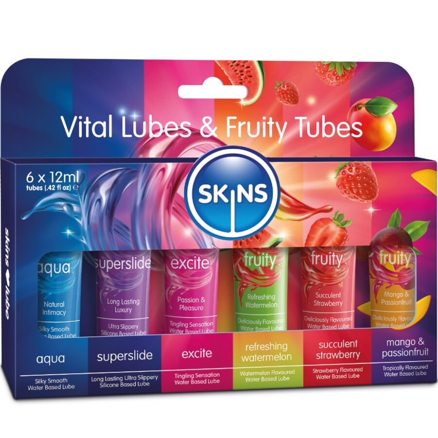 SKINS - VITAL & FRUITY LUBES KIT GLIJMIDDELEN 6 x 12 ML