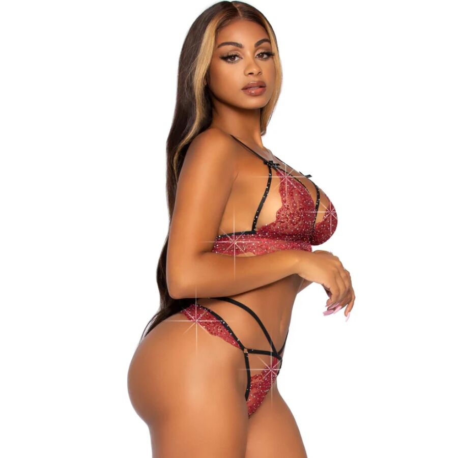 LEG AVENUE - 81623 BH + STRING SET BORDEAUX MAAT S