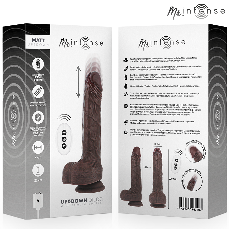 MR INTENSE - REALISTISCHE MULTIFUNCTIONELE MATTE VIBRATOR MET OP- EN NEERGAANDE AFSTANDSBEDIENING 22 CM -O- 4 CM