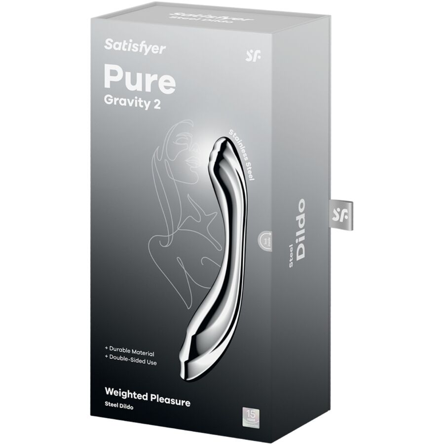 SATISFYER - PURE GRAVITY 2 ROESTVRIJ STALEN DUBBELZIJDIGE DILDO