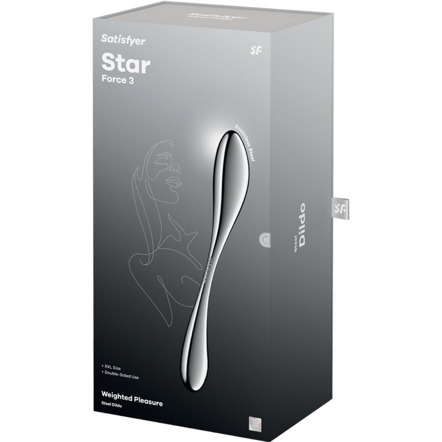 SATISFYER - STAR FORCE 3 ROESTVRIJSTALEN DUBBELZIJDIGE DILDO