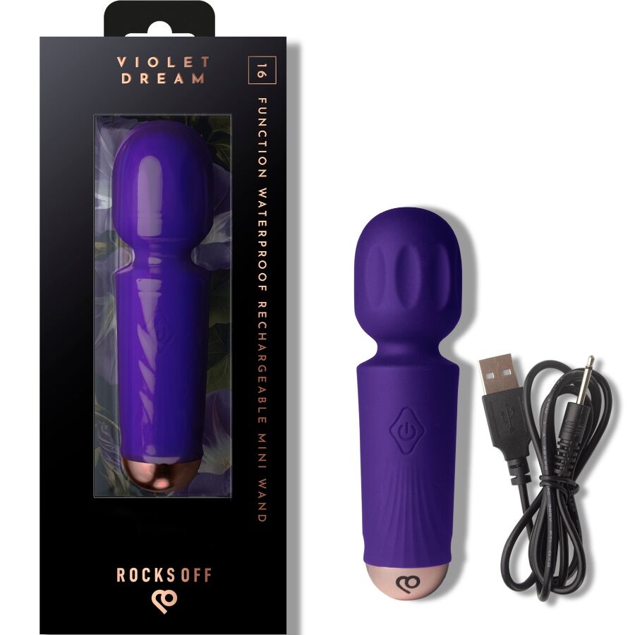 ROCKS-OFF - MINI OPLAADBARE WAND 16 FUNCTIES VIOLET DREAM