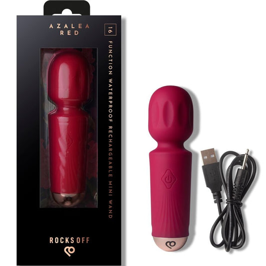 ROCKS-OFF - MINI STAAFWAND MASSAGER OPLAADBAAR 16 FUNCTIES BORDEAUX