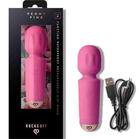 ROCKS-OFF - MINI OPLAADBARE WAND 16 FUNCTIES PEONY PINK