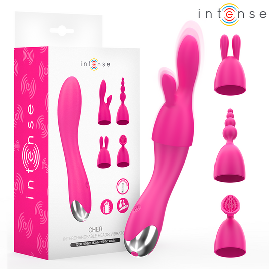 INTENSE - CHER VIBRATOR MET 20 STANDEN EN VERWISSELBARE OPZETSTUKKEN