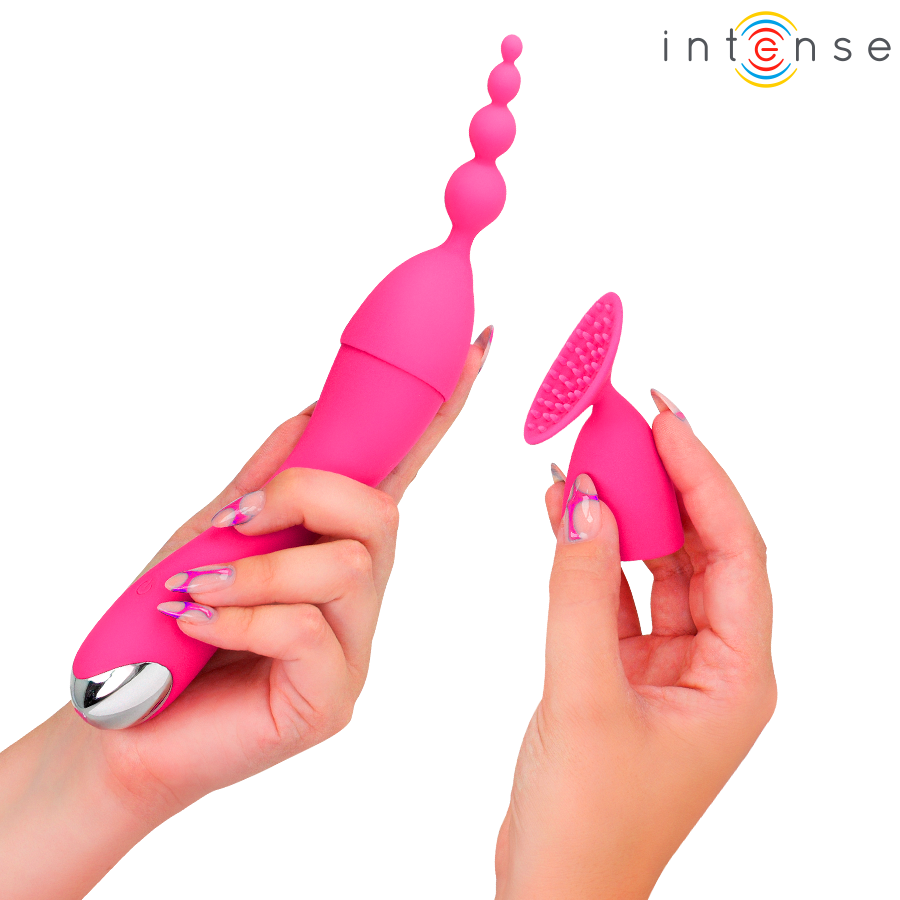 INTENSE - CHER VIBRATOR MET 20 STANDEN EN VERWISSELBARE OPZETSTUKKEN