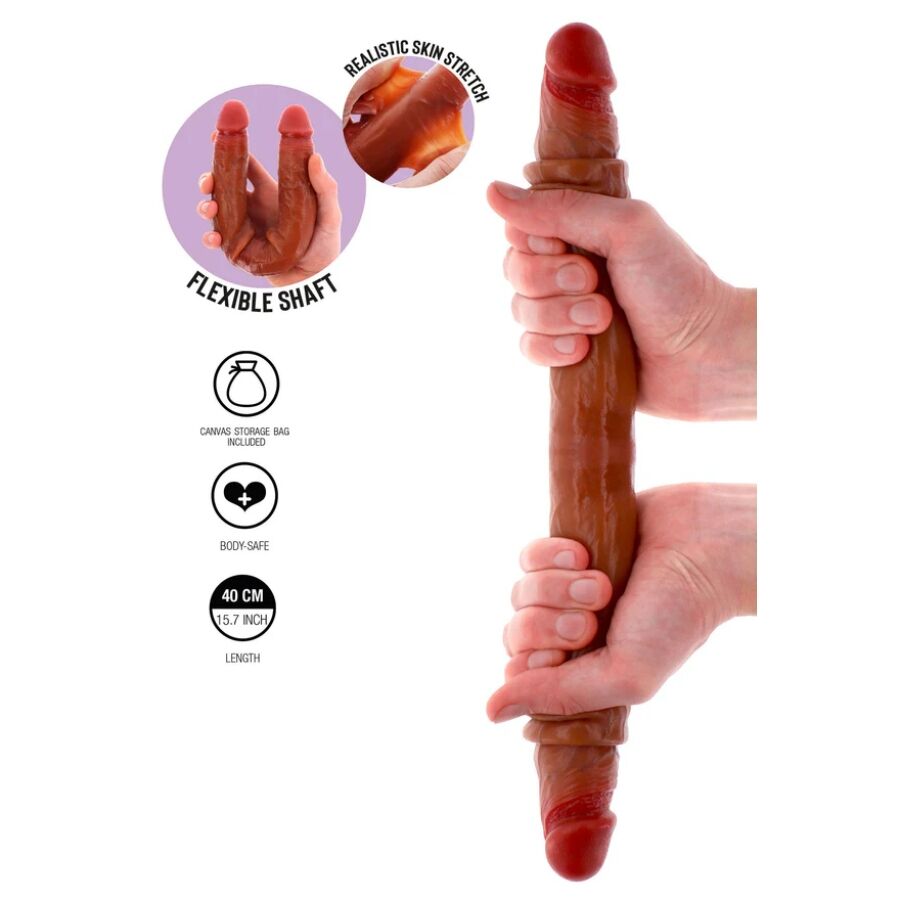 GET REAL - DUBBELZIJDIGE SILICONEN DILDO KARAMEL 40 CM