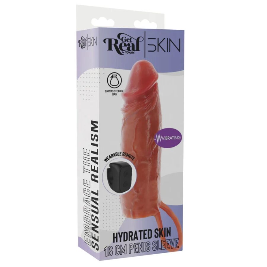 GET REAL - GEHYDRATEERDE HUID SILICONEN VIBRERENDE PENISHOES CARAMEL 16 CM
