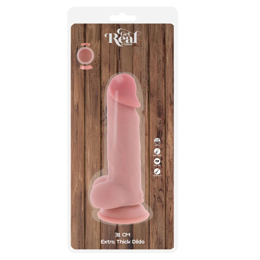 GET REAL - DELUXE REALISTISCHE PENIS MET TEELBALLEN EXTRA DIK 31 CM