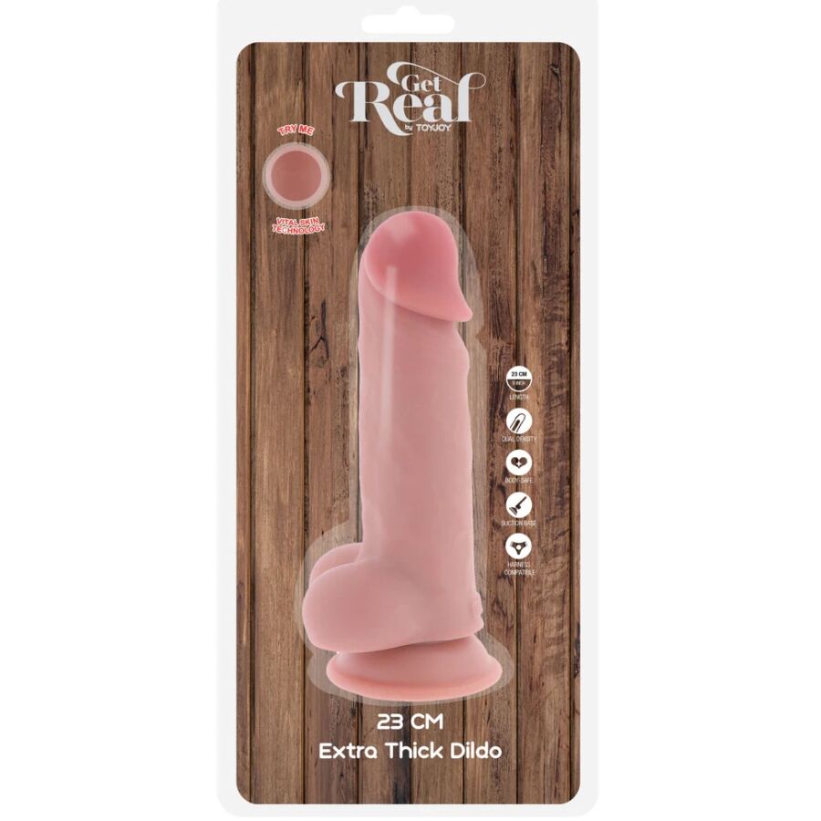 GET REAL - DELUXE REALISTISCHE PENIS MET TESTIKELS EXTRA DIK 23 CM