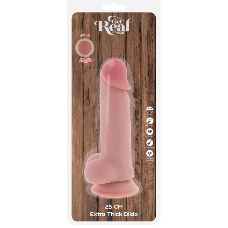GET REAL - DELUXE REALISTISCHE PENIS MET TEELBALLEN EXTRA DIK 25 CM