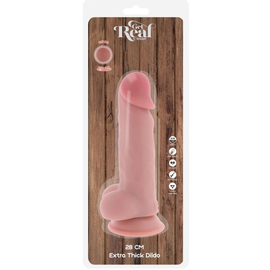 GET REAL - DELUXE REALISTISCHE PENIS MET TEELBALLEN EXTRA DIK 28 CM