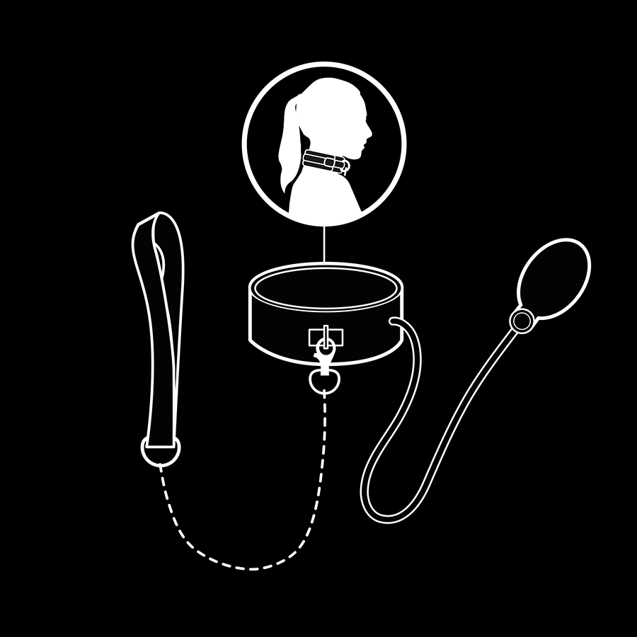 FETISJ SUBMISSIEF BONDAGE - OPBLAASBARE WURGHALSBAND MET KETTING
