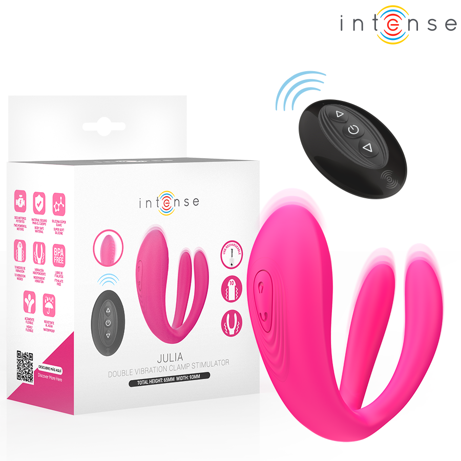 INTENSE - JULIA DUBBELE VIBRATOR KLEMSTIMULATOR AFSTANDSBEDIENING