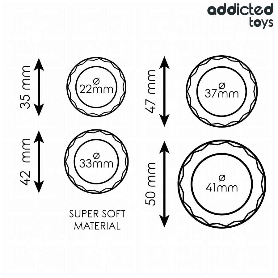 ADDICTED TOYS - GETEXTUREERDE PIEMELRING SET 4 MATEN
