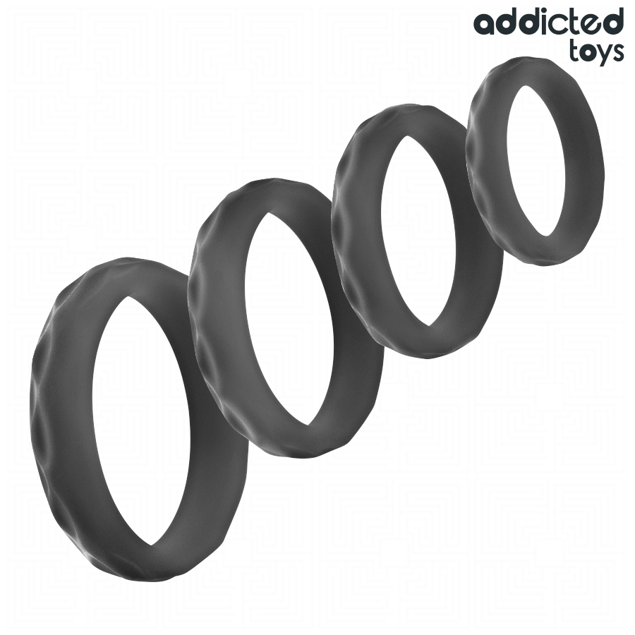 ADDICTED TOYS - GETEXTUREERDE PIEMELRING SET 4 MATEN