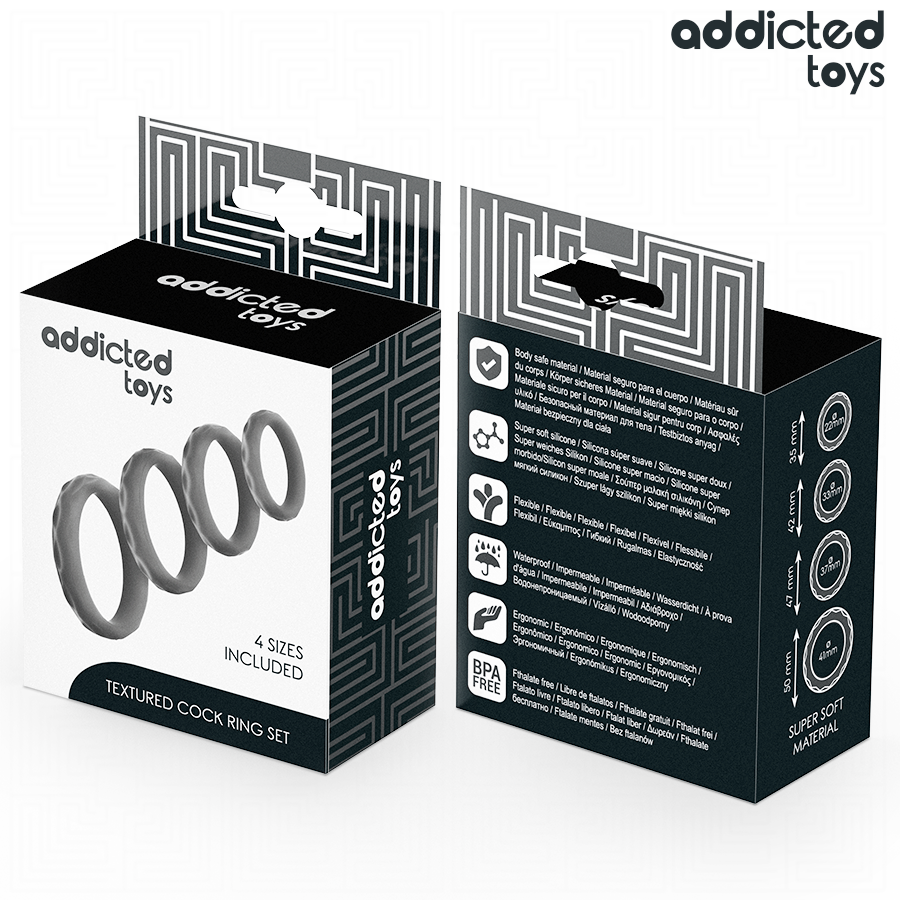 ADDICTED TOYS - GETEXTUREERDE PIEMELRING SET 4 MATEN
