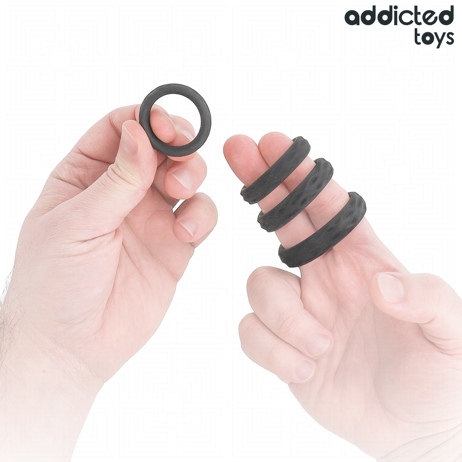 ADDICTED TOYS - GETEXTUREERDE PIEMELRING SET 4 MATEN