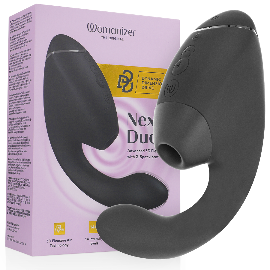 WOMANIZER - DUO NEXT DUBBELE CLITORALE & G-SPOT STIMULATOR ZWART