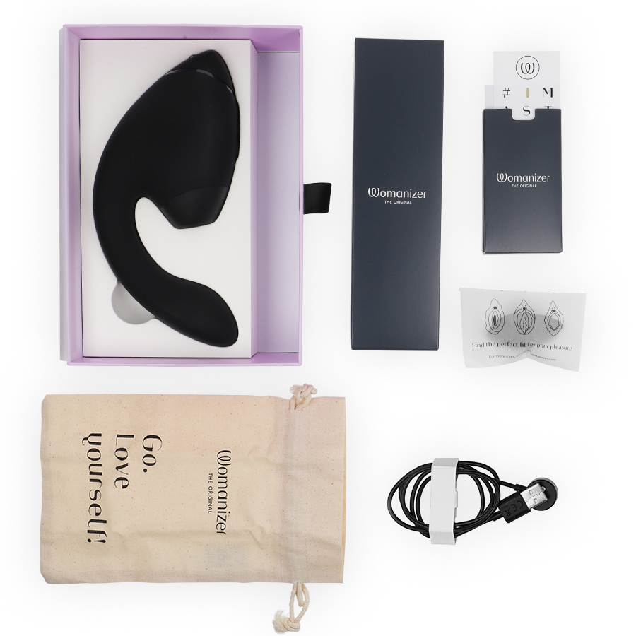 WOMANIZER - DUO NEXT DUBBELE CLITORALE & G-SPOT STIMULATOR ZWART