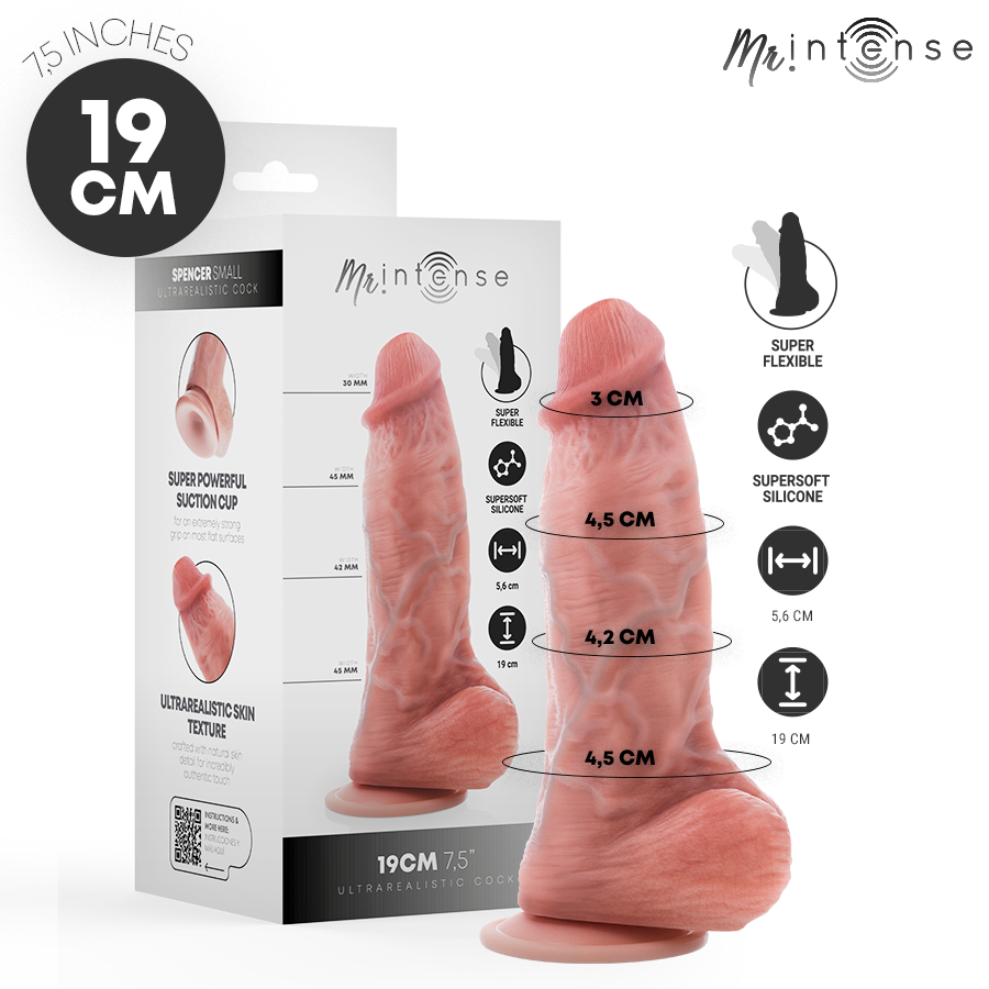 MR INTENSE - KLEINE SPENCER SILICONEN DILDO 19 CM -Ø- 4.5 CM