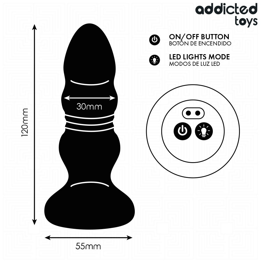 ADDICTED TOYS - STUWENDE VIBRERENDE ANAALPLUG, AFSTANDSBEDIENING MET LED-LICHT