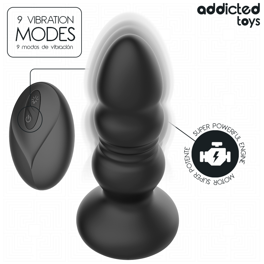 ADDICTED TOYS - STUWENDE VIBRERENDE ANAALPLUG, AFSTANDSBEDIENING MET LED-LICHT
