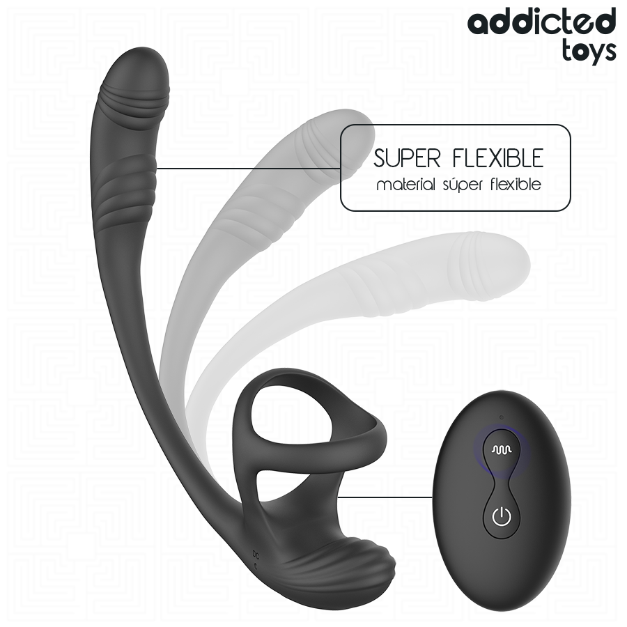 ADDICTED TOYS - ANAALPLUG MET TRILLING EN 360º GOLVENDE- EN TEELBALSTIMULATOR