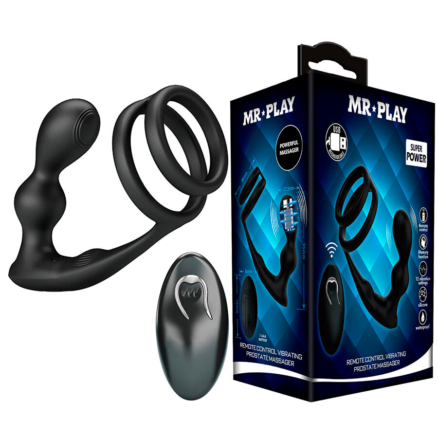 MR PLAY - TRILLENDE ANAALPLUG MET PENISRING AFSTANDSBEDIENING