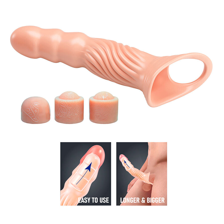PRETTY LOVE - GETEXTUREERDE PENISHULS MET VERLENGSTUKKEN
