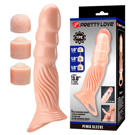 PRETTY LOVE - GETEXTUREERDE PENISHULS MET VERLENGSTUKKEN