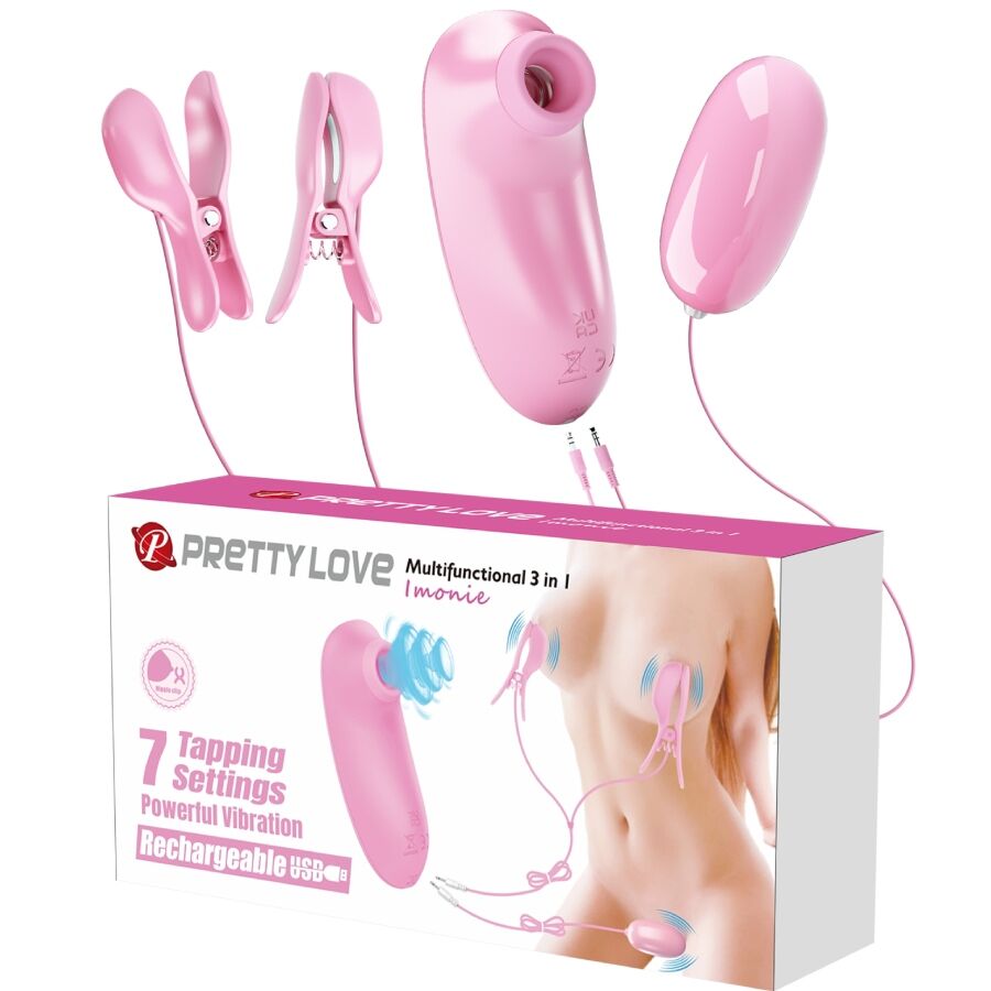 PRETTY LOVE - IMONIE 3-IN-1 MULTIFUNCTIONELE SET MET ZUIGNAP, TEPELS EN CLITORIS