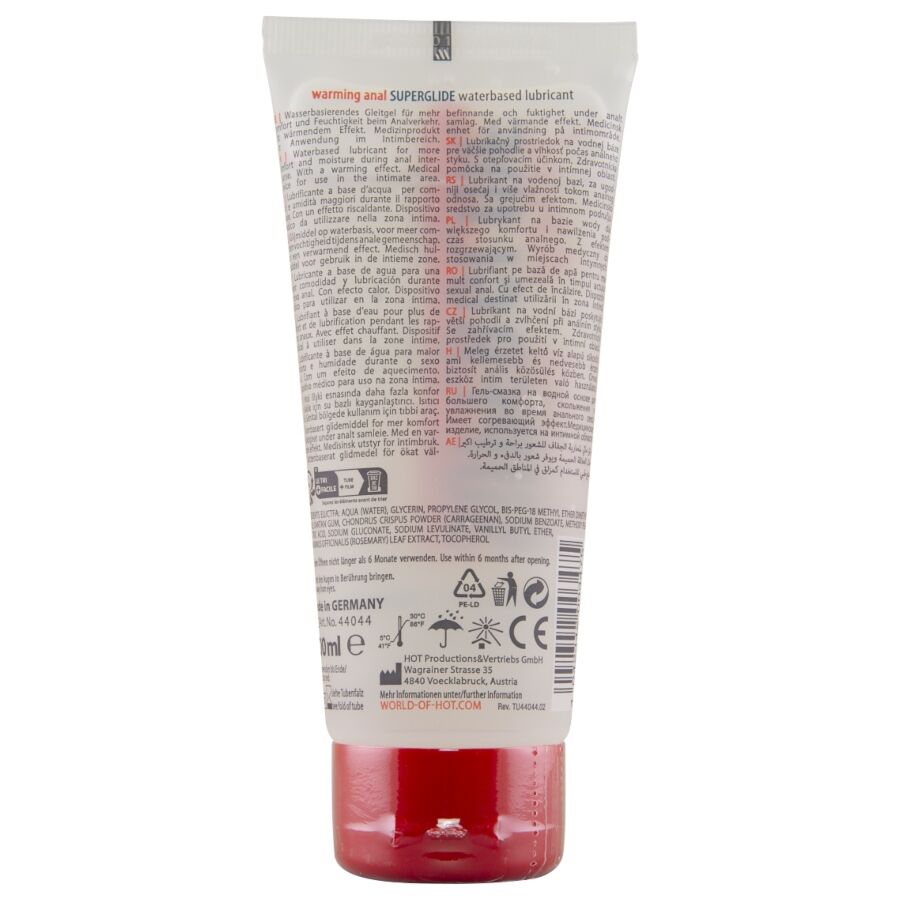 HOT - ANAL SUPERGLIDE VERWARMENDE GLIJMIDDEL OP WATERBASIS 100 ML
