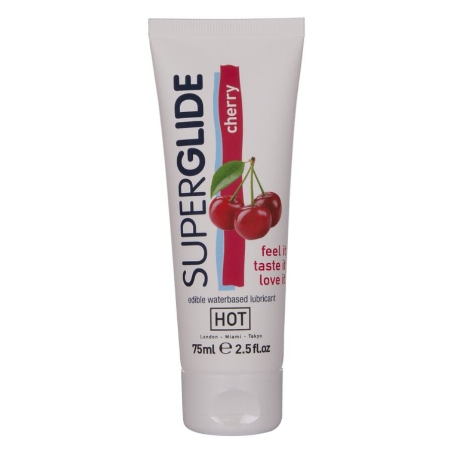 HOT - SUPERGLIDE EETBAAR GLIJMIDDEL OP WATERBASIS KERS 75 ML