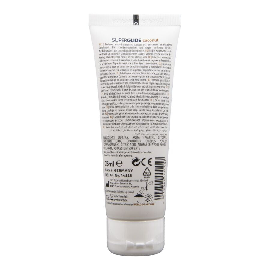 HETE - SUPERGLIDE EETBAAR GLIJMIDDEL OP WATERBASIS KOKOSNOOT 75 ML